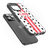 iPhone 16 Pro Max Personalised Polka & Pink Stripe Black Impact Phone Case