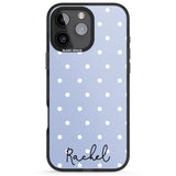 iPhone 16 Pro Max Personalised Simple Light Blue Dots Black Impact Phone Case