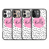 iPhone 16 Pro Max Personalised Pink Circle & Dots Black Impact Phone Case