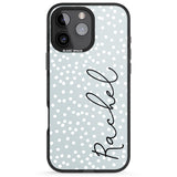 iPhone 16 Pro Max Personalised Vertical Cursive & Dots Black Impact Phone Case