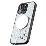 iPhone 16 Pro Max Personalised Vertical Cursive & Dots Black Impact Phone Case