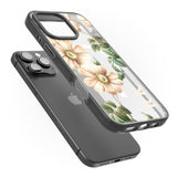 iPhone 16 Pro Max Personalised Clear Vintage Floral Cream Anemones Black Impact Phone Case