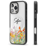 Personalised Summer Wildflowers Black Impact Magsafe Phone Case for iPhone 16 Pro, iPhone 16 Pro Max