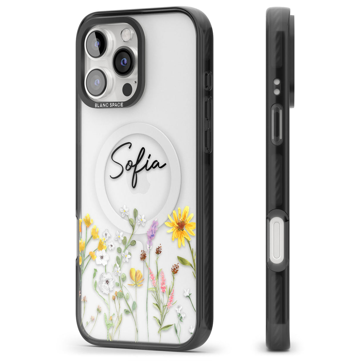 Personalised April Wildfowers Black Impact Magsafe Phone Case for iPhone 16 Pro, iPhone 16 Pro Max