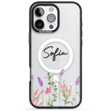 Personalised Lavender Wildflowers Black Impact Magsafe Phone Case for iPhone 16 Pro, iPhone 16 Pro Max