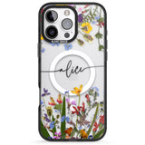 iPhone 16 Pro Max Personalised Wildflower Floral Black Impact Phone Case