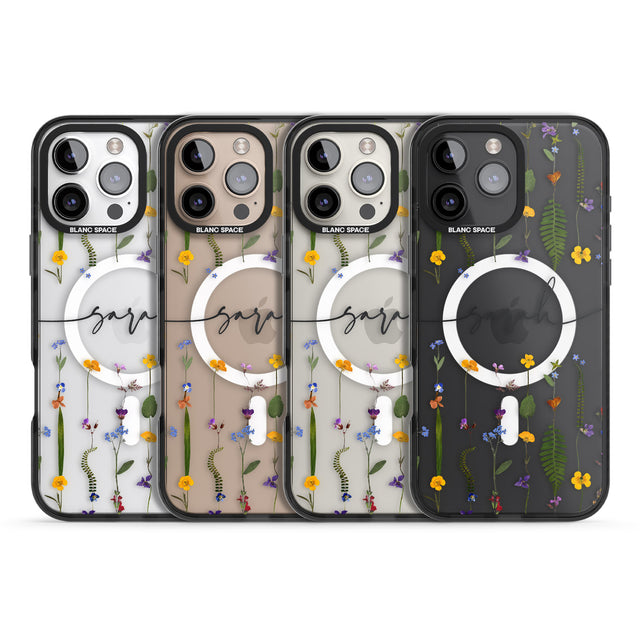 iPhone 16 Pro Max Personalised Wildflower Floral Black Impact Phone Case