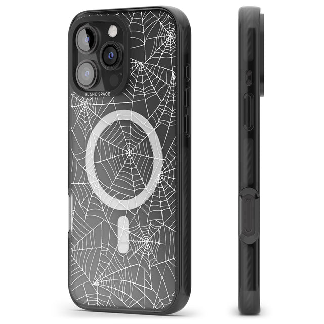 iPhone 16 Pro Max Personalised Spider Web Pattern Black Impact Phone Case