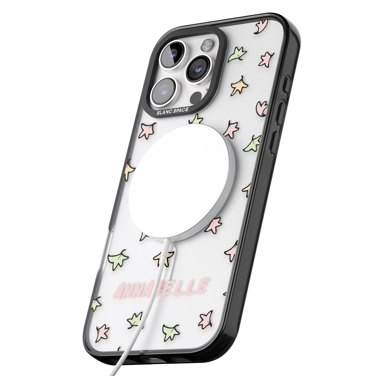 iPhone 16 Pro Max Personalised Heartstopper Leaves Pattern Black Impact Phone Case