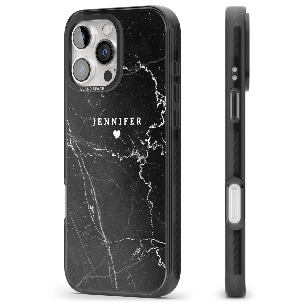 iPhone 16 Pro Max Personalised Black Marble 2 Black Impact Phone Case