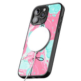 iPhone 16 Pro Max Personalised Turquoise & Pink - Marbled Black Impact Phone Case