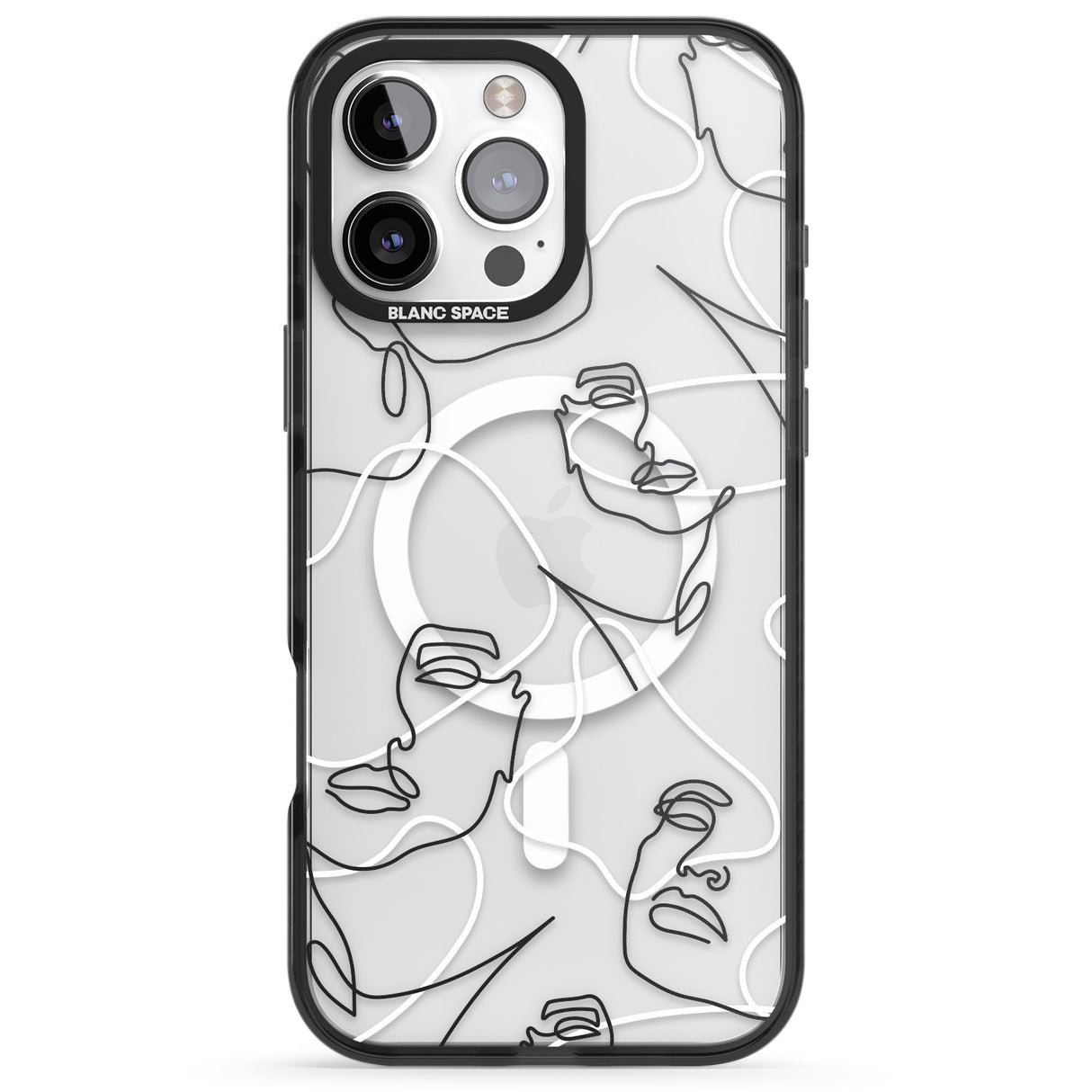 iPhone 16 Pro Max Personalised Abstract Faces Black Impact Phone Case