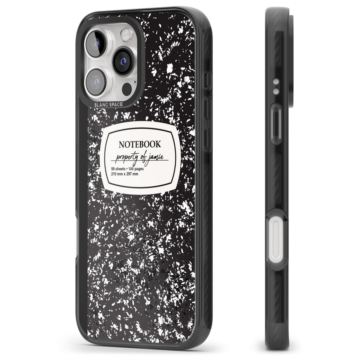 iPhone 16 Pro Max Personalised Notebook Cover Black Impact Phone Case