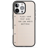 iPhone 16 Pro Max Personalised School Paper Black Impact Phone Case