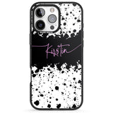 iPhone 16 Pro Max Personalised Black & White Paint Splatters Black Impact Phone Case