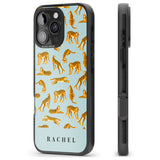 iPhone 16 Pro Max Personalised Tiger Pattern: Turquoise Blue Black Impact Phone Case