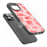 iPhone 16 Pro Max Personalised Red Tiger Outlines on Pink Black Impact Phone Case