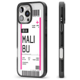 iPhone 16 Pro Max Personalised Pink Malibu Boarding Pass Black Impact Phone Case