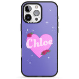 iPhone 16 Pro Max Personalised Glamorous Love Heart Black Impact Phone Case