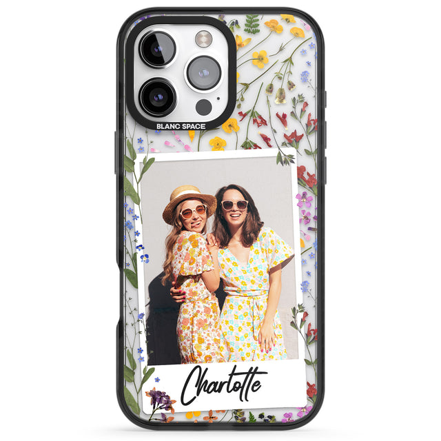 iPhone 16 Pro Max Personalised Wildflower Instant Photo Black Impact Phone Case