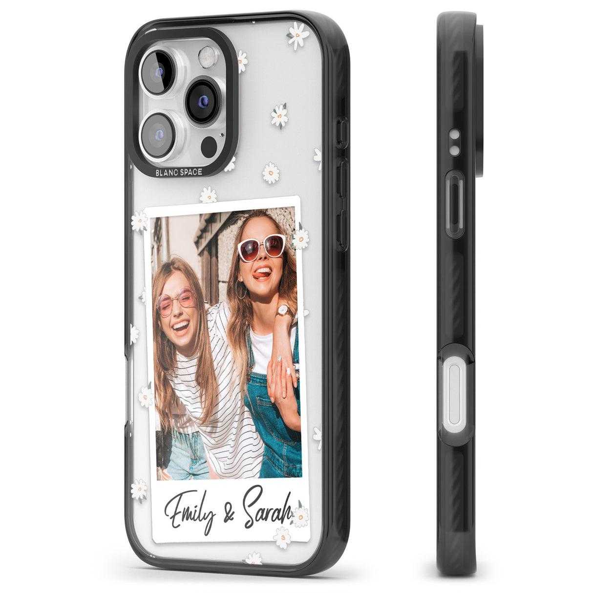 iPhone 16 Pro Max Personalised Daisy Instant Photo Black Impact Phone Case