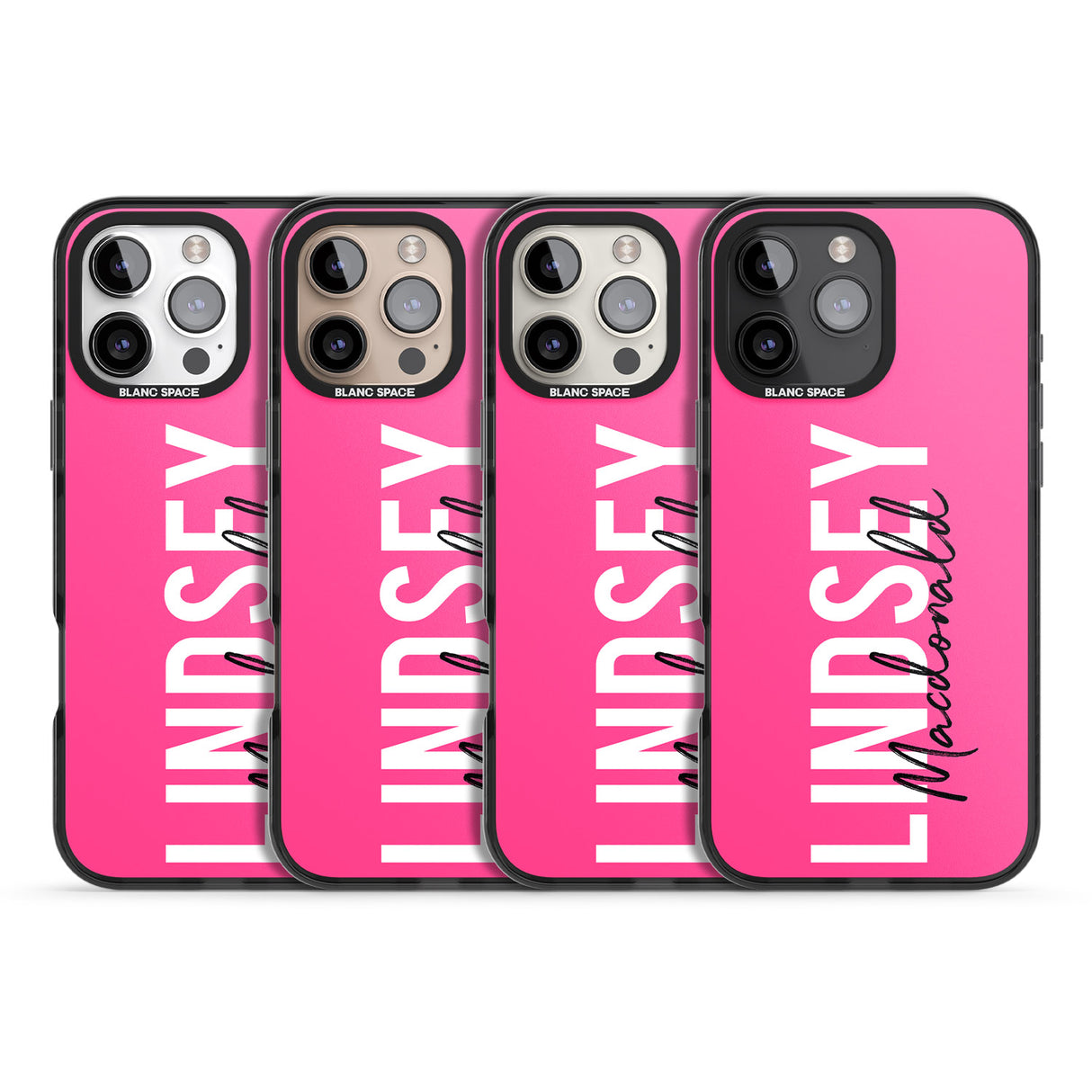 iPhone 16 Pro Max Personalised Bold Name: Pink Black Impact Phone Case