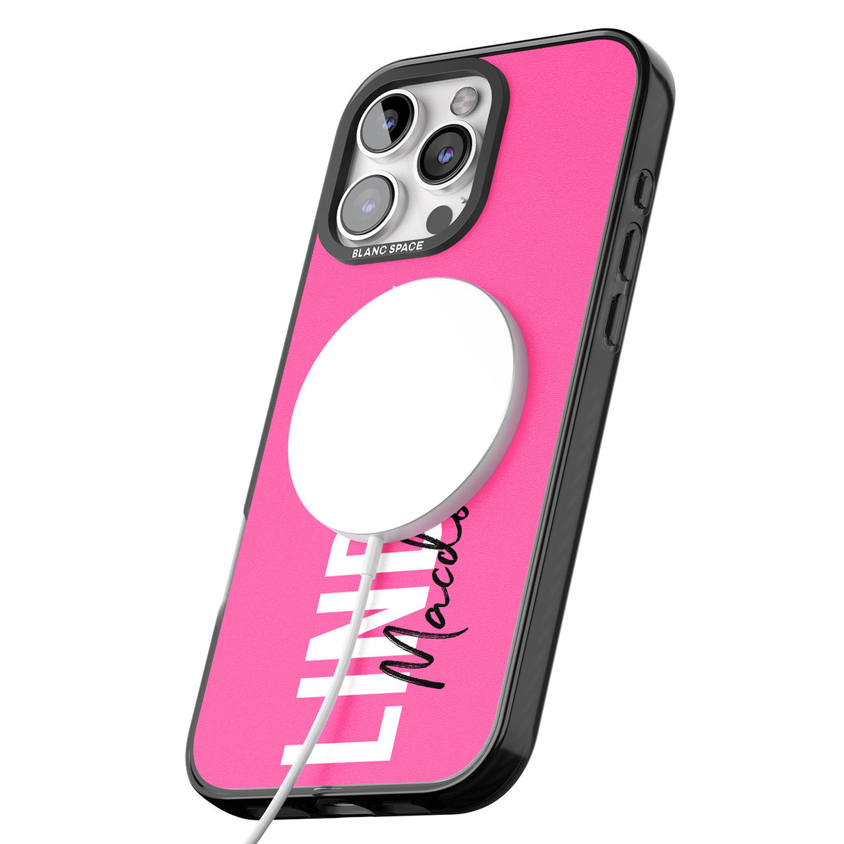 iPhone 16 Pro Max Personalised Bold Name: Pink Black Impact Phone Case