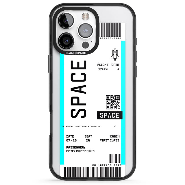 iPhone 16 Pro Max Personalised Space Space Travel Ticket Black Impact Phone Case