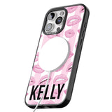 iPhone 16 Pro Max Personalised Pink Stripes & Lips Black Impact Phone Case