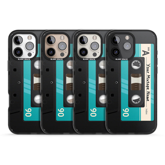 iPhone 16 Pro Max Personalised Dark Cassette Black Impact Phone Case