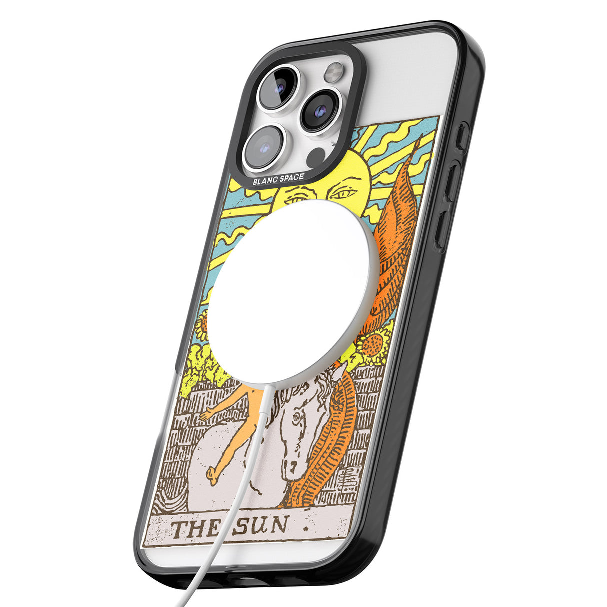 iPhone 16 Pro Max Personalised The Sun Tarot Card - Colour Black Impact Phone Case