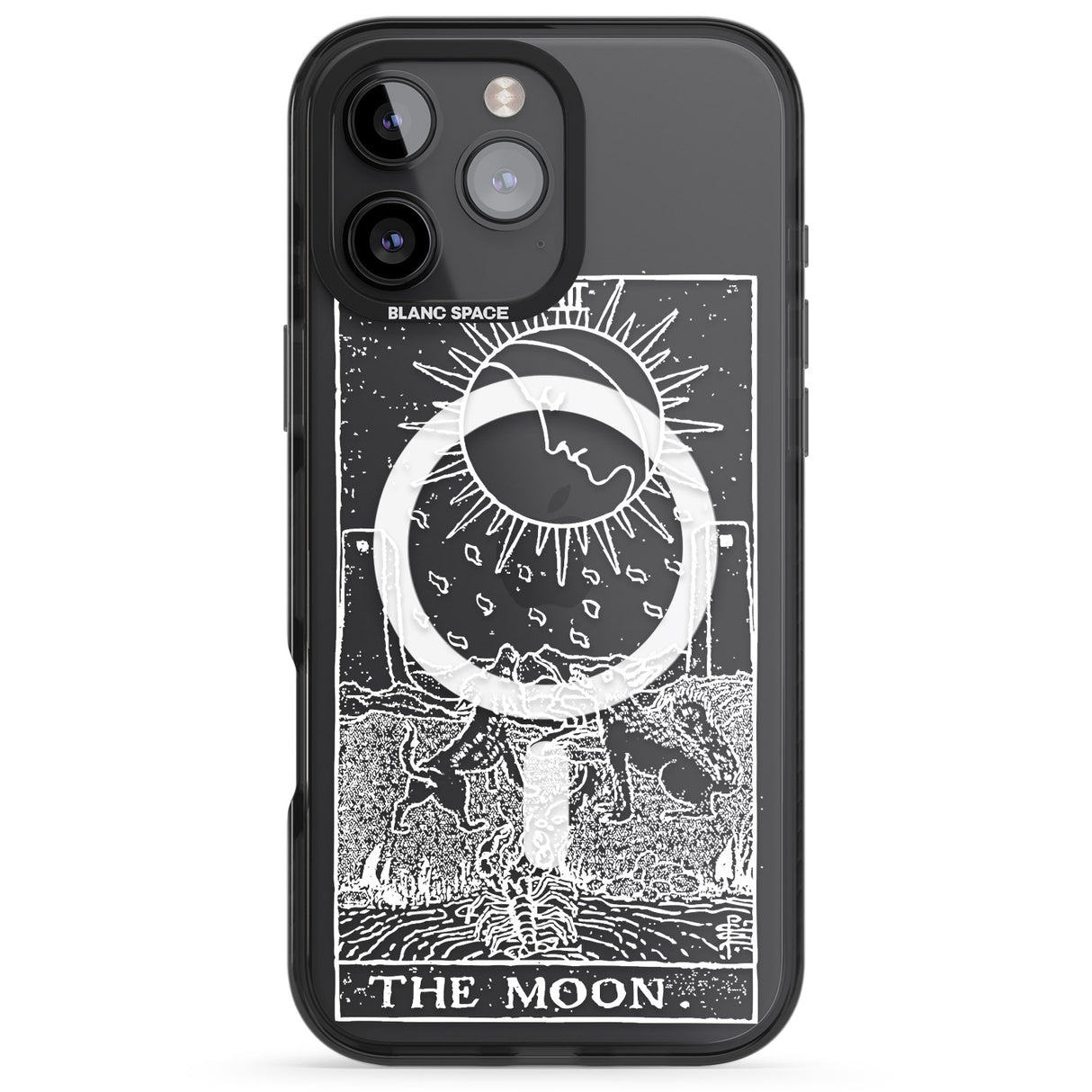 iPhone 16 Pro Max Personalised The Moon Tarot Card - White Transparent Black Impact Phone Case