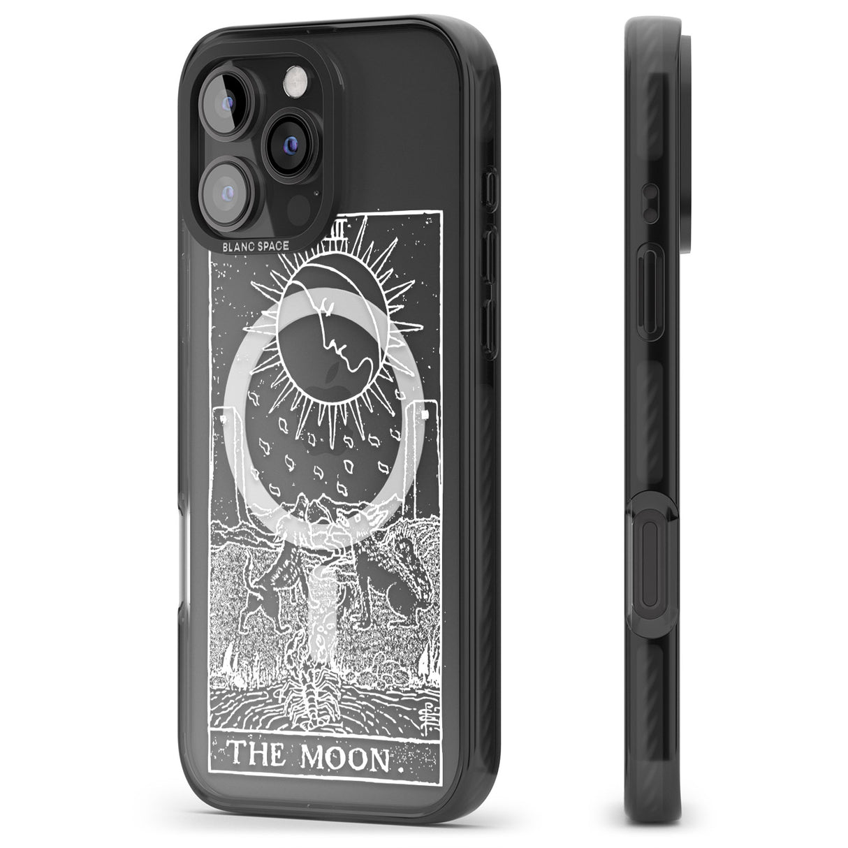 iPhone 16 Pro Max Personalised The Moon Tarot Card - White Transparent Black Impact Phone Case