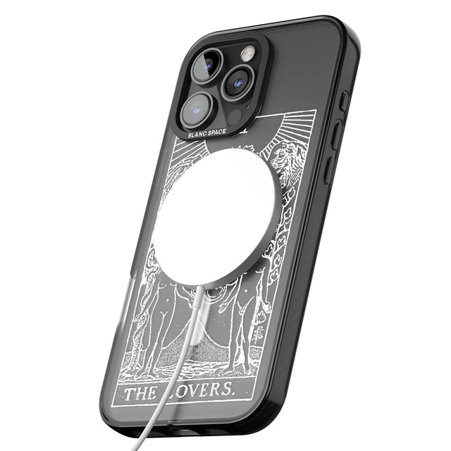 iPhone 16 Pro Max Personalised The Lovers Tarot Card - White Transparent Black Impact Phone Case