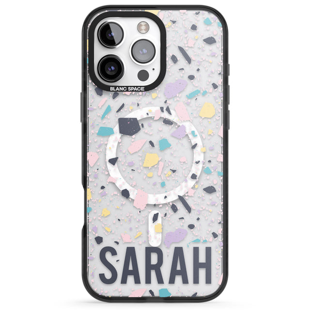 iPhone 16 Pro Max Personalised Terrazzo - Pink, Purple, Blue Black Impact Phone Case