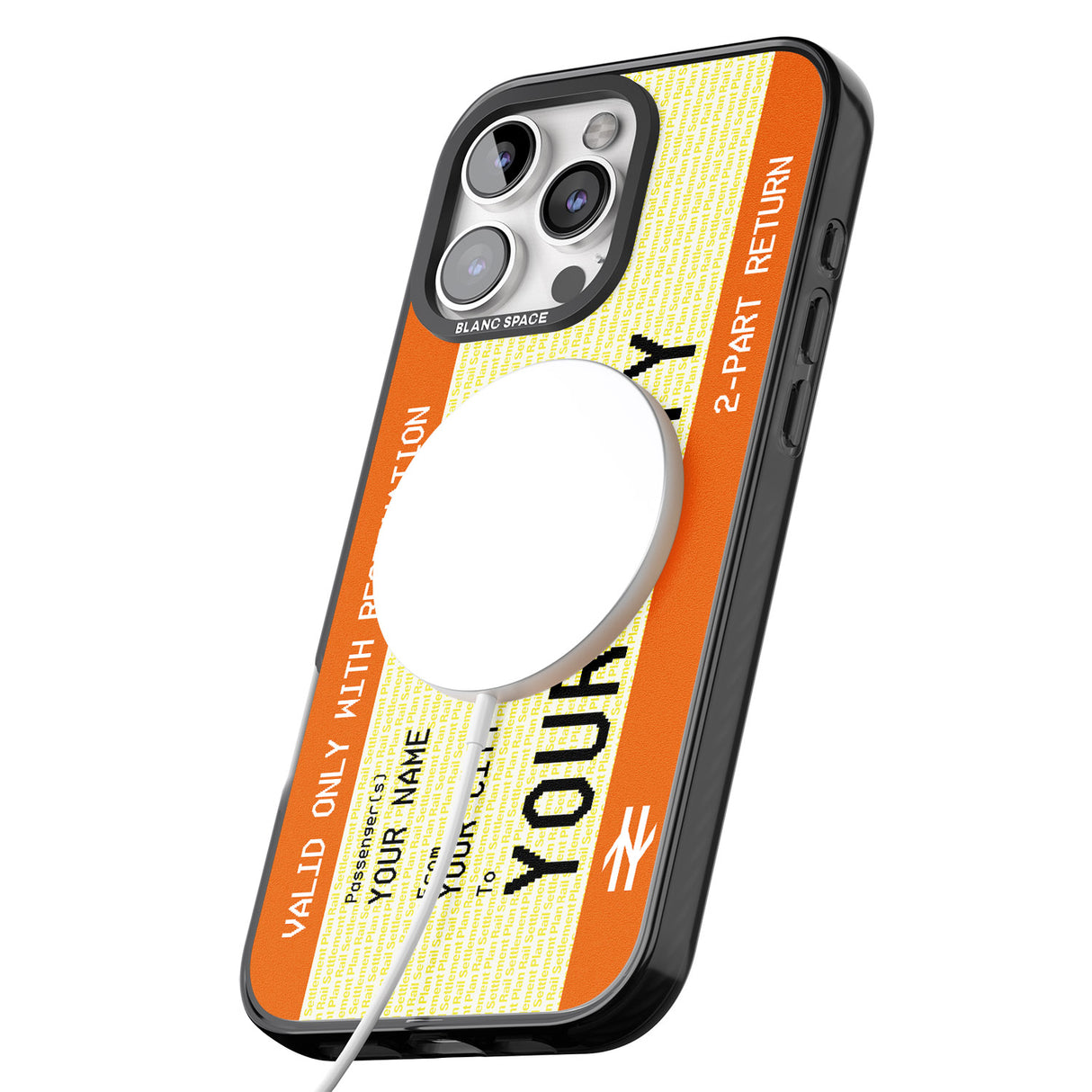 iPhone 16 Pro Max Personalised Create Your Own Train Ticket Black Impact Phone Case