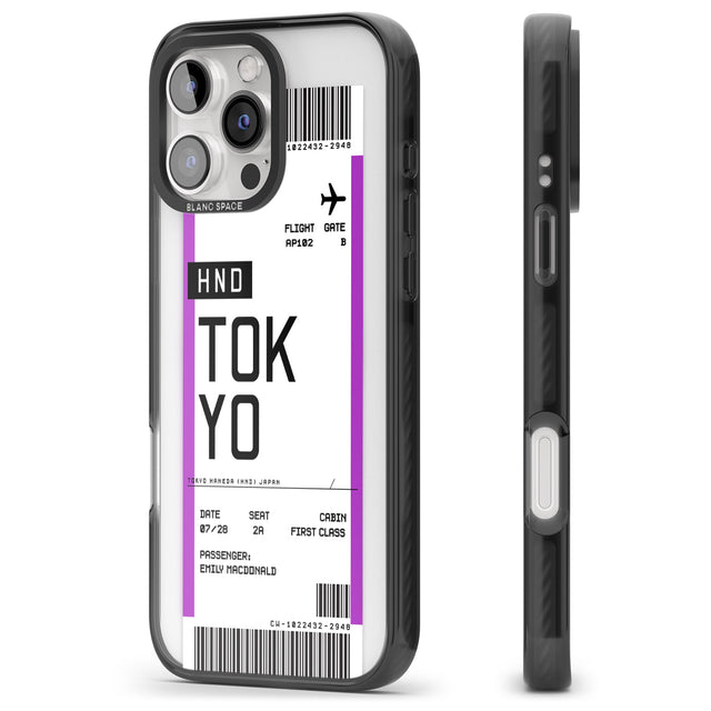 iPhone 16 Pro Max Personalised Tokyo Boarding Pass Black Impact Phone Case