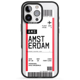 iPhone 16 Pro Max Personalised Amsterdam Boarding Pass Black Impact Phone Case