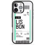 iPhone 16 Pro Max Personalised Lisbon Boarding Pass Black Impact Phone Case