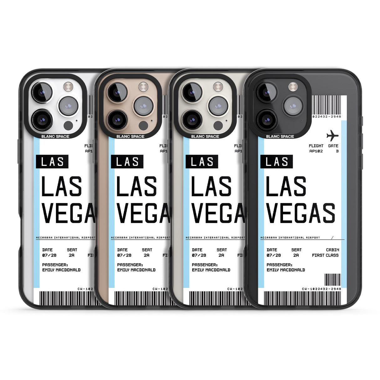 iPhone 16 Pro Max Personalised Las Vegas Boarding Pass Black Impact Phone Case