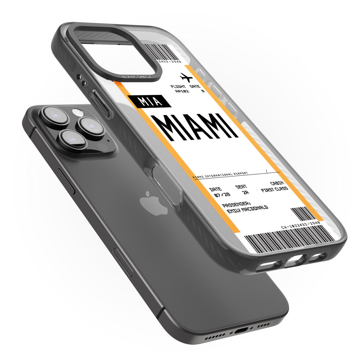 iPhone 16 Pro Max Personalised Miami Boarding Pass Black Impact Phone Case