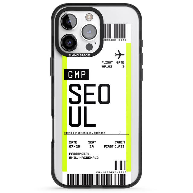 iPhone 16 Pro Max Personalised Seoul Boarding Pass Black Impact Phone Case