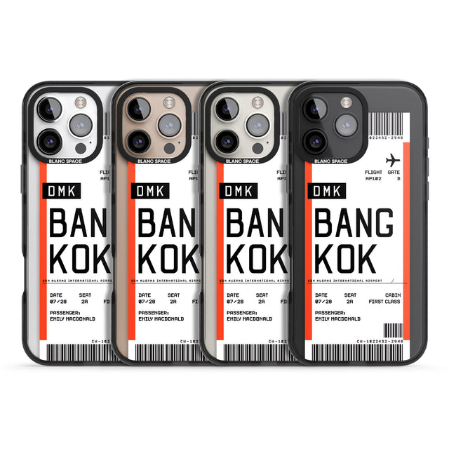 iPhone 16 Pro Max Personalised Bangkok Boarding Pass Black Impact Phone Case