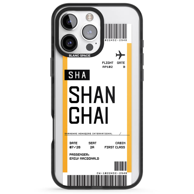 iPhone 16 Pro Max Personalised Shangai Boarding Pass Black Impact Phone Case