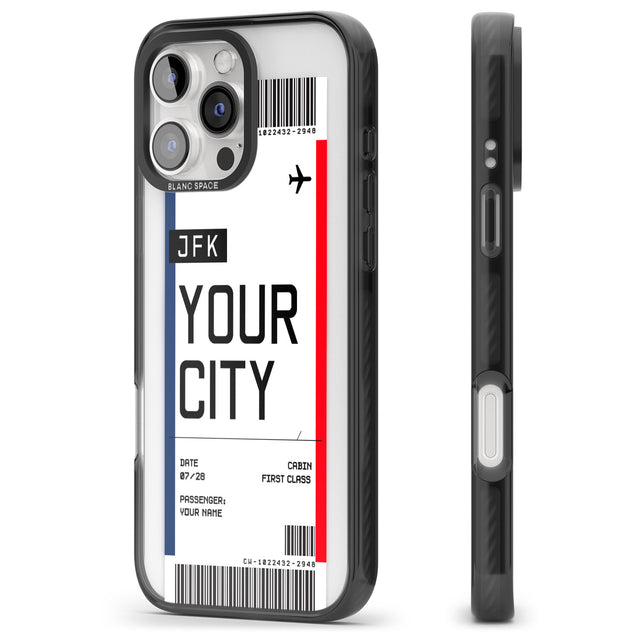 iPhone 16 Pro Max Personalised Create Your Own Boarding Pass Ticket Black Impact Phone Case