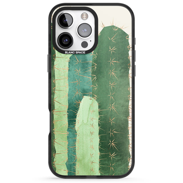 iPhone 16 Pro Max Large Cacti Mix Design Black Impact Phone Case