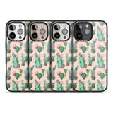 iPhone 16 Pro Max Pink Cactus Pattern Design Black Impact Phone Case