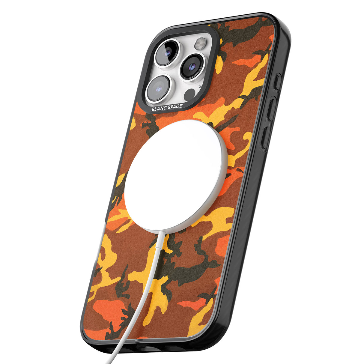 iPhone 16 Pro Max Orange Camo Black Impact Phone Case