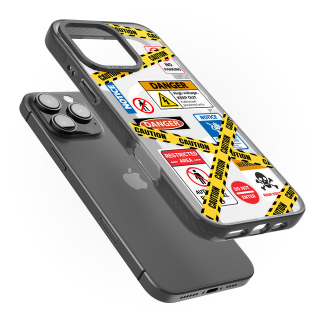 iPhone 16 Pro Max CAUTION Black Impact Phone Case