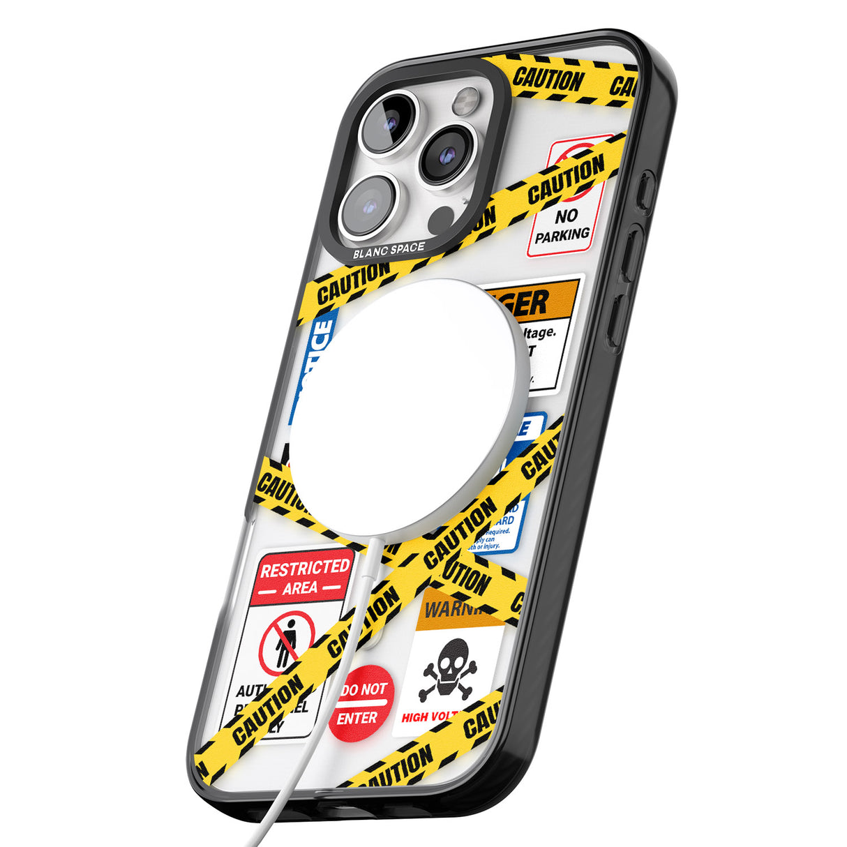 iPhone 16 Pro Max CAUTION Black Impact Phone Case